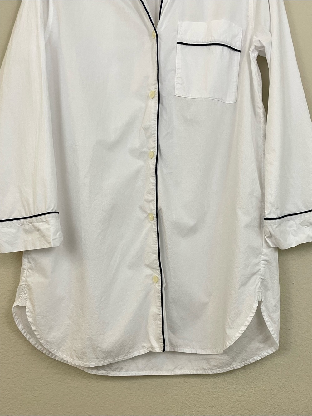 J. Crew New End on End Cotton Long Sleeve Nightshirt White Size XS - Picture 6 of 11